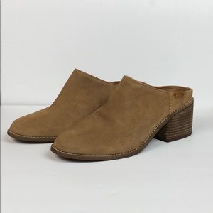 Toms Suede Leila mules, tan / toffee, Size 9.5